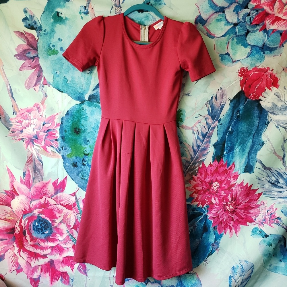Lularoe Wine Red Amelia Dress
